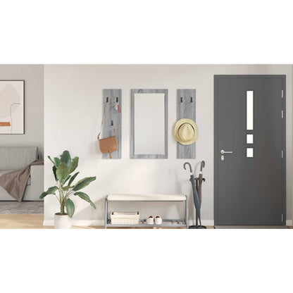 Wall-Mounted Coat Rack with Mirror Grey Sonoma 96 x 1.5 x 90 cm