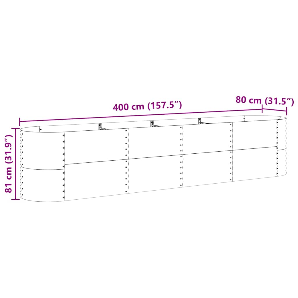 Raised Bed Brown 400 x 80 x 81 cm Steel