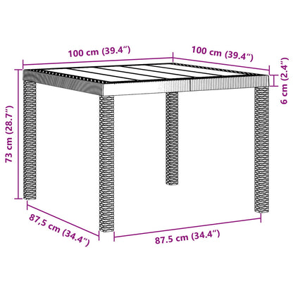 Garden Table Anthracite 100 x 100 x 73 cm Poly Rattan