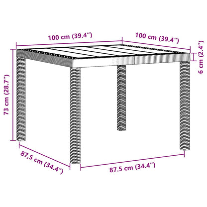 Garden Table White 100 x 100 x 73 cm Poly Rattan