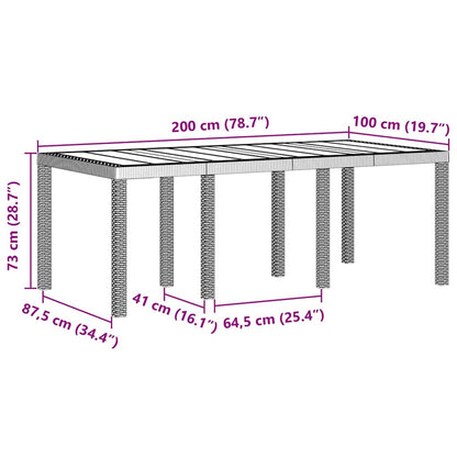 Garden Table White 200 x 100 x 73 cm Poly Rattan