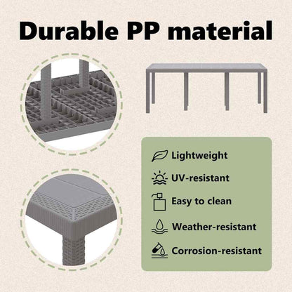 Garden Table Light Grey 200 x 100 x 73 cm Poly Rattan