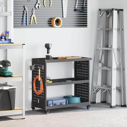 Tool Trolley with Shelf Black 75 x 35 x 73 cm Cold-rolled Steel