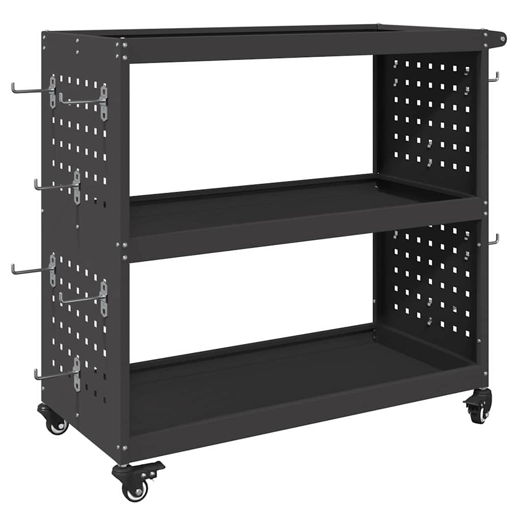 Tool Trolley with Shelf Black 75 x 35 x 73 cm Cold-rolled Steel