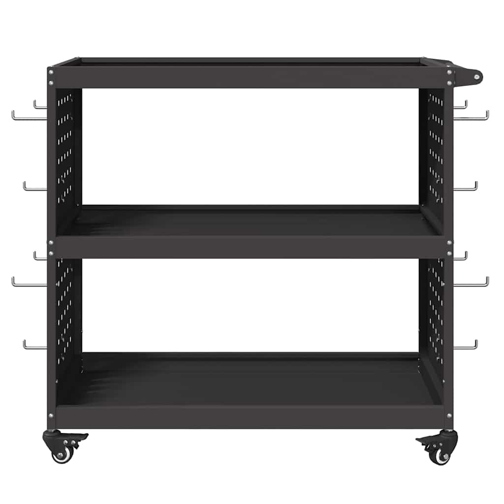 Tool Trolley with Shelf Black 75 x 35 x 73 cm Cold-rolled Steel