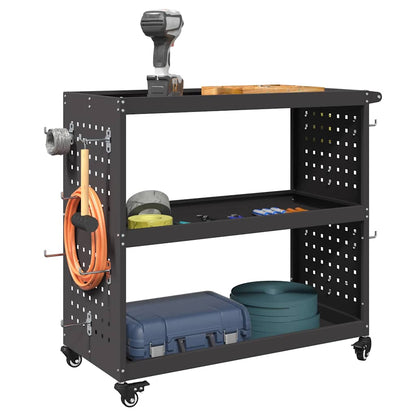Tool Trolley with Shelf Black 75 x 35 x 73 cm Cold-rolled Steel