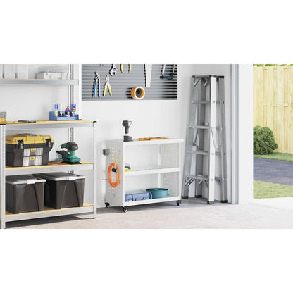 Tool Trolley with Shelf White 75 x 35 x 73 cm Cold-rolled Steel