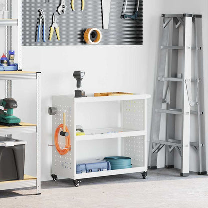 Tool Trolley with Shelf White 75 x 35 x 73 cm Cold-rolled Steel