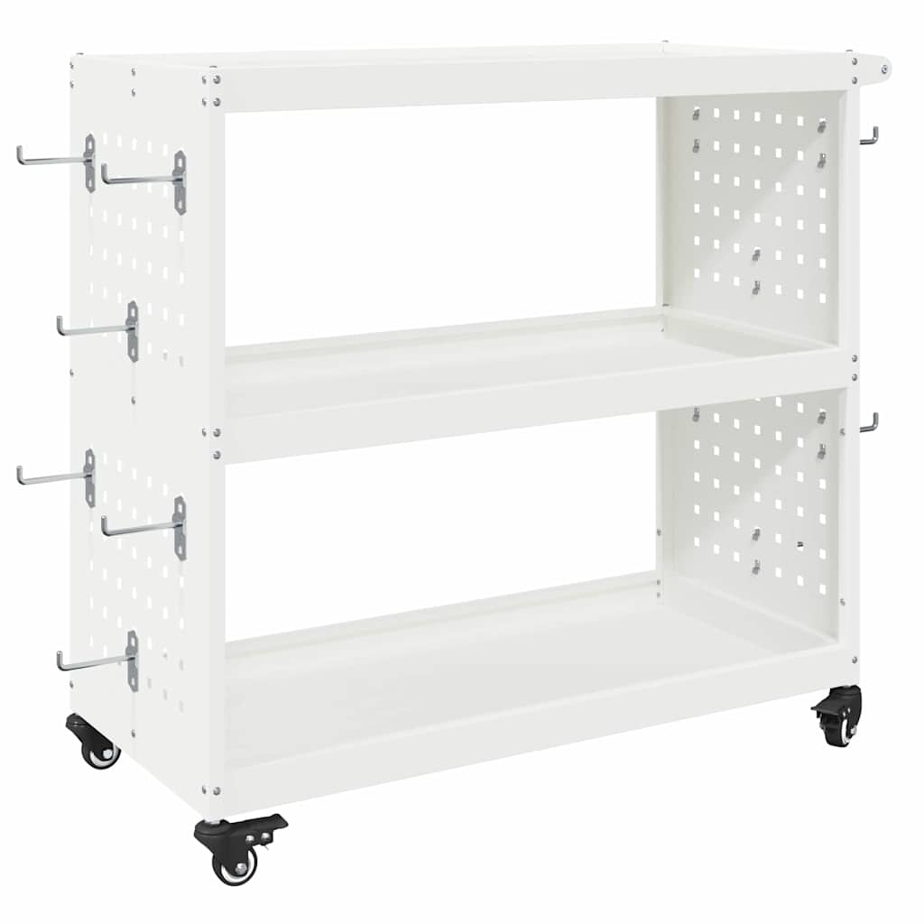 Tool Trolley with Shelf White 75 x 35 x 73 cm Cold-rolled Steel