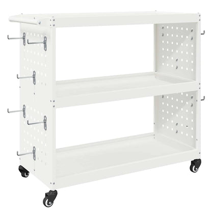 Tool Trolley with Shelf White 75 x 35 x 73 cm Cold-rolled Steel