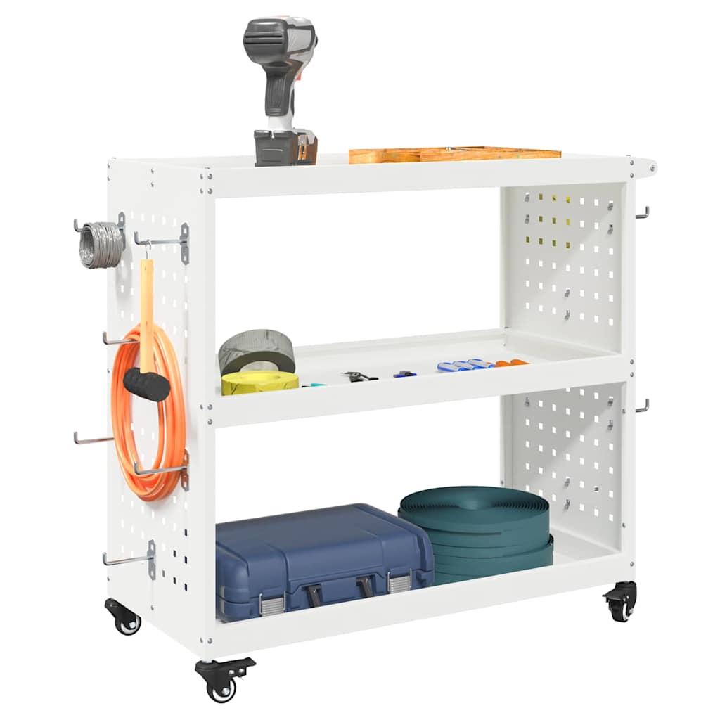 Tool Trolley with Shelf White 75 x 35 x 73 cm Cold-rolled Steel