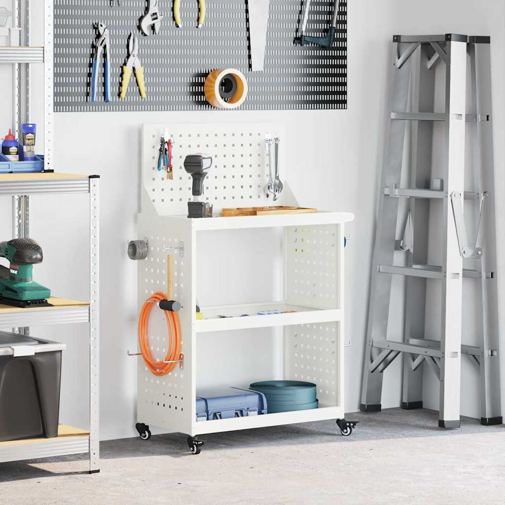 Tool Trolley White 65 x 35 x 111 cm Cold-rolled Steel
