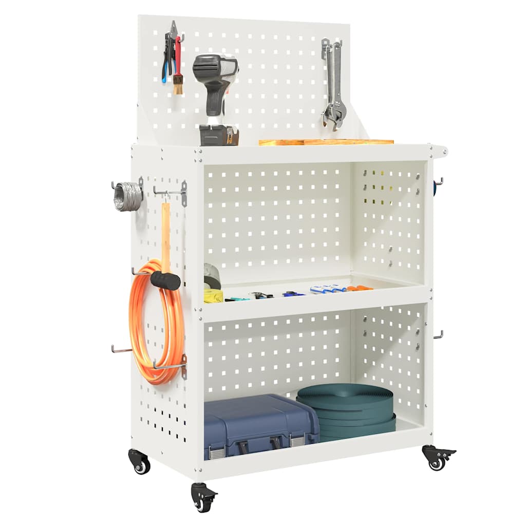 Tool Trolley White 65 x 35 x 111 cm Cold-rolled Steel