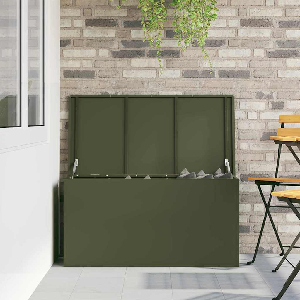 Outdoor Storage Box Olive Green 100 x 50.5 x 50 cm Steel