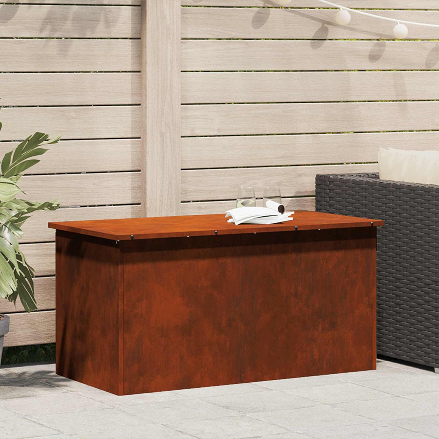 Outdoor Storage Box Rusty 100 x 50.5 x 50 cm Steel
