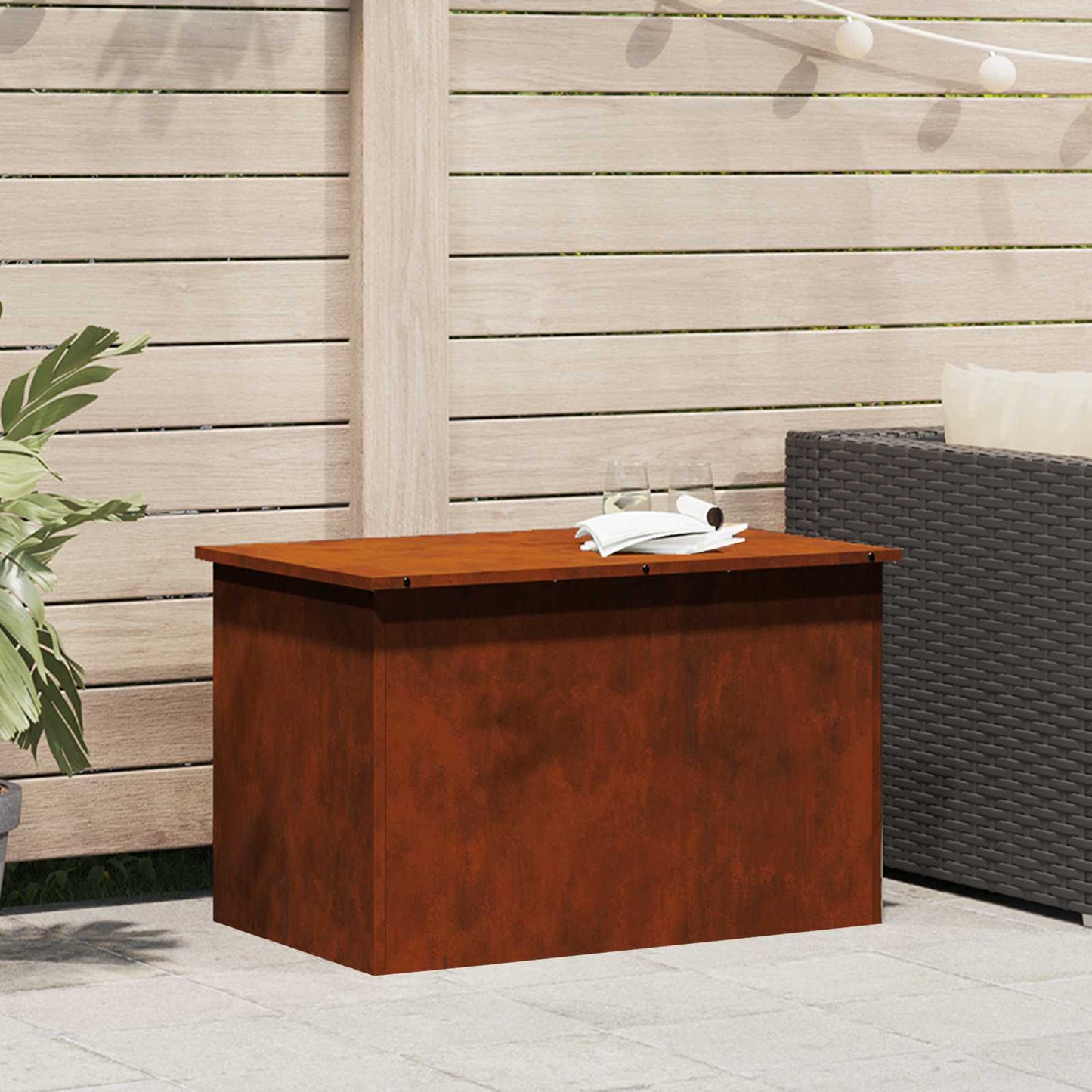 Outdoor Storage Box Rusty 80 x 50.5 x 50 cm Steel