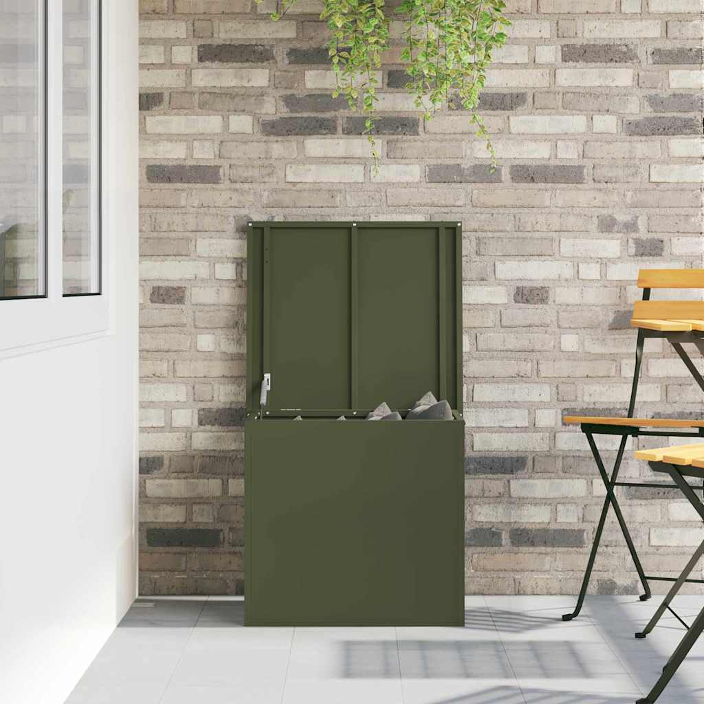 Outdoor Storage Box Olive Green 55 x 50.5 x 50 cm Steel
