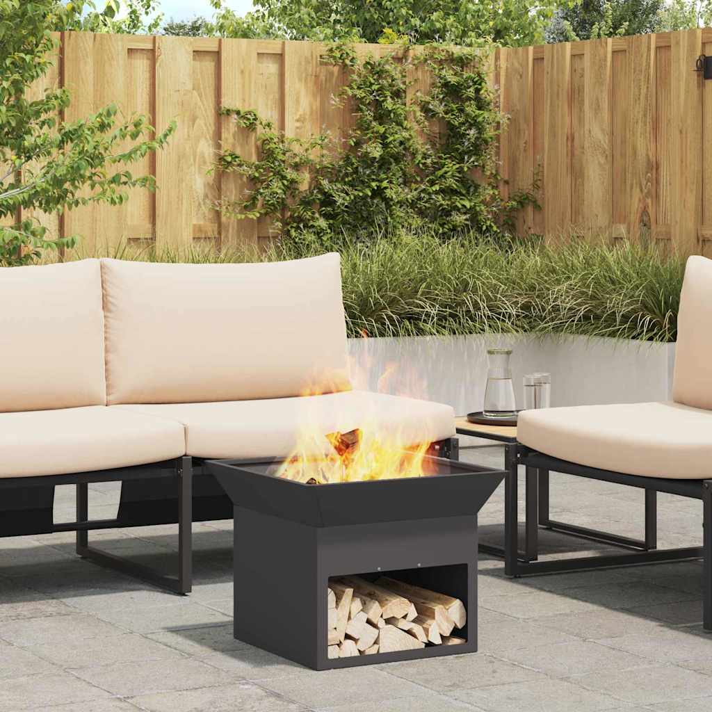 Fire Pit Black 50 x 50 x 40 cm Steel