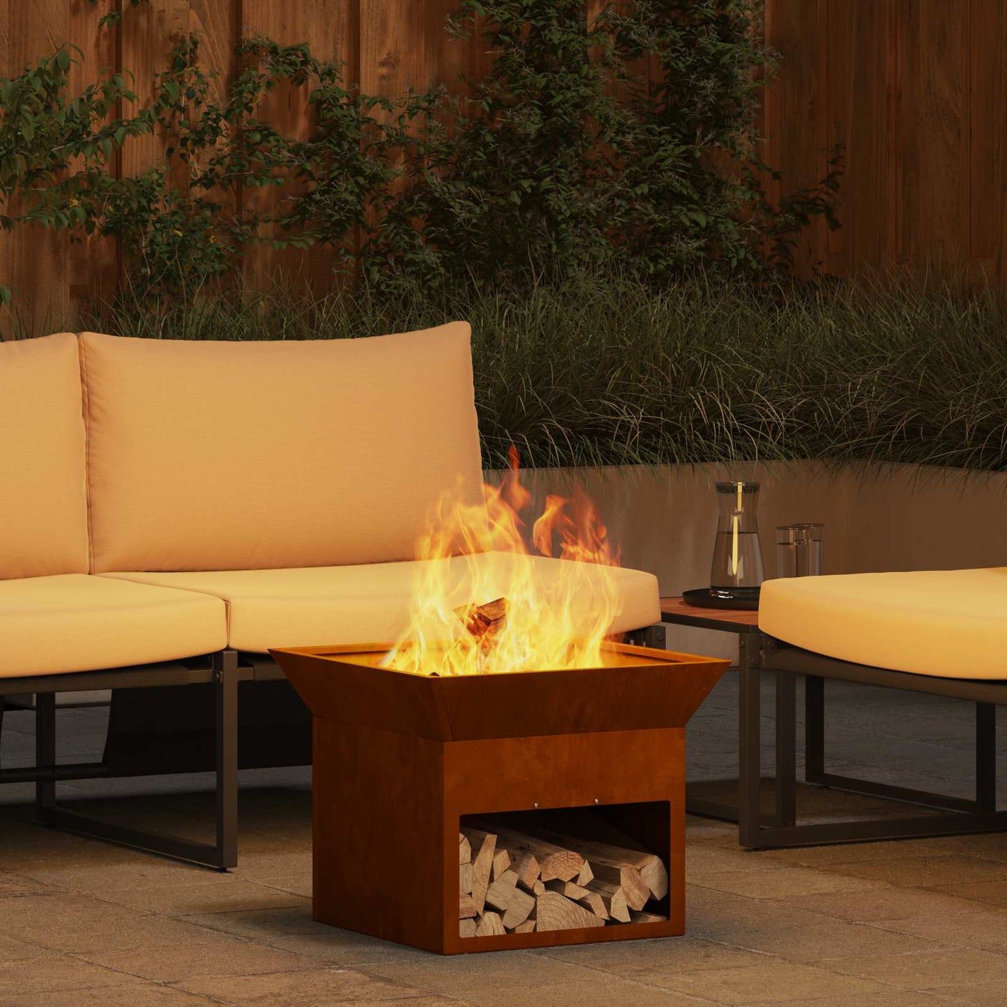 Fire Pit Rusty 50 x 50 x 40 cm Weathering steel