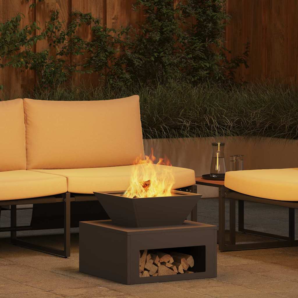 Fire Pit Black 50 x 50 x 40 cm Steel