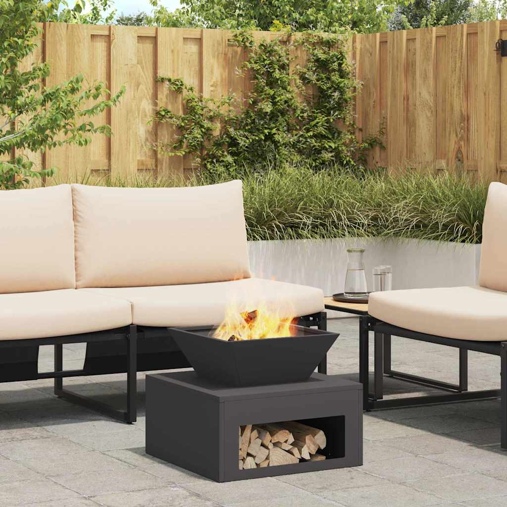 Fire Pit Black 50 x 50 x 40 cm Steel