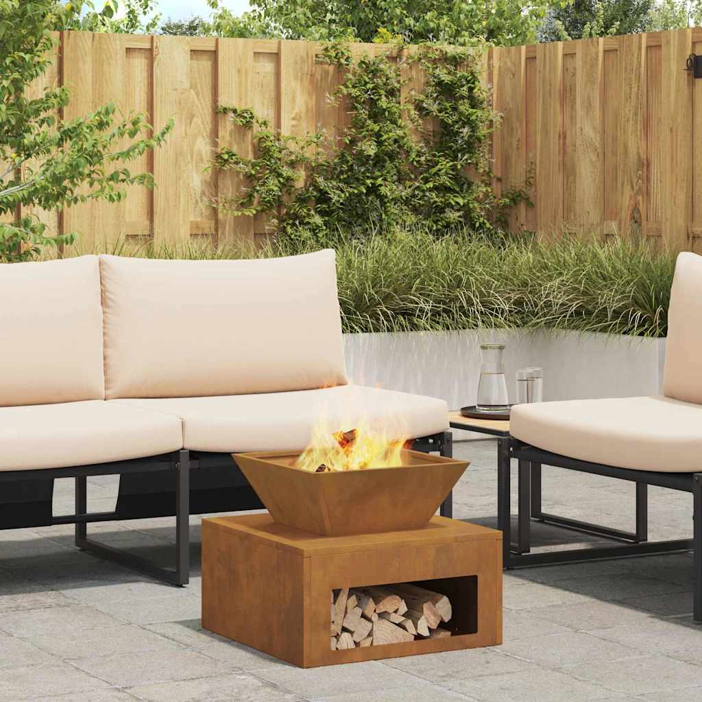 Fire Pit Rusty 50 x 50 x 40 cm Weathering steel