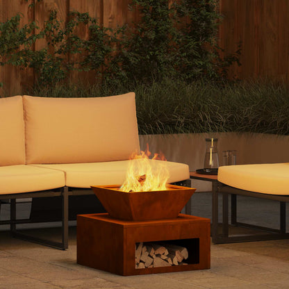 Fire Pit Rusty 50 x 50 x 40 cm Weathering Steel