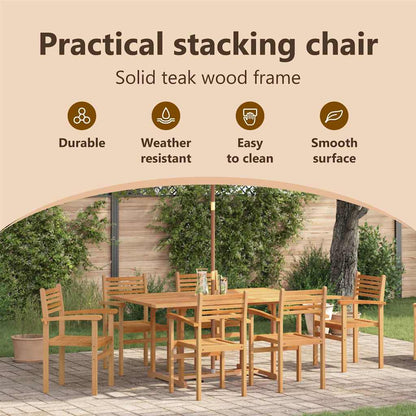 Chair 6 pcs Brown 56 x 55 x 90.5 cm Solid Teak Wood