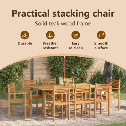 Chair 8 pcs Brown 56 x 55 x 90.5 cm Solid Teak Wood