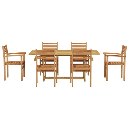 Garden Dining Set 7 pcs Brown Solid Teak Wood