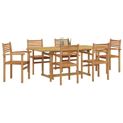 Garden Dining Set 7 pcs Brown Solid Teak Wood