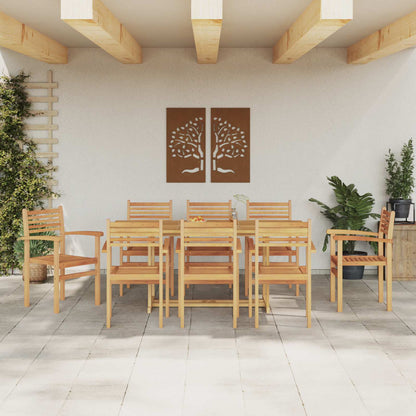 Garden Dining Set 9 pcs Brown Solid Teak Wood