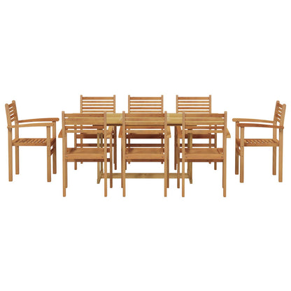 Garden Dining Set 9 pcs Brown Solid Teak Wood