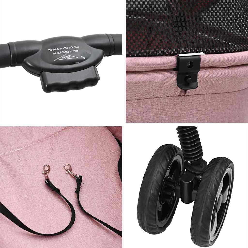 Folding Pet Stroller Adjustable Pink 81 x 47 x 99 cm Polyester