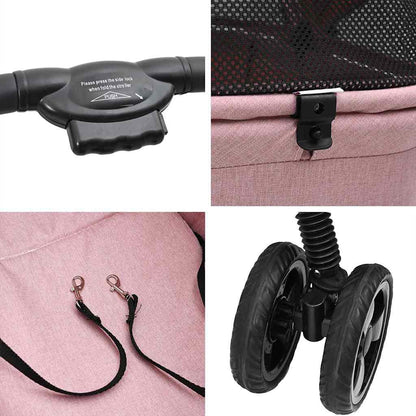 Folding Pet Stroller Adjustable Pink 81 x 47 x 99 cm Polyester