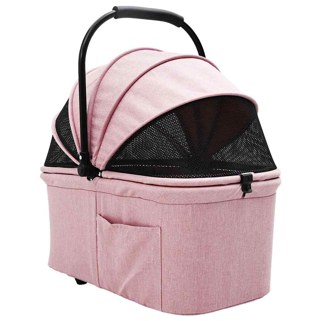 Folding Pet Stroller Adjustable Pink 81 x 47 x 99 cm Polyester