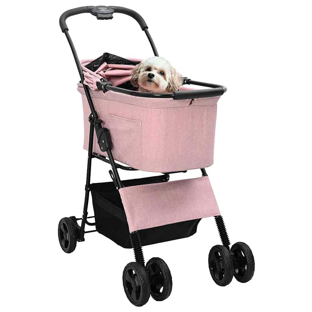 Folding Pet Stroller Adjustable Pink 81 x 47 x 99 cm Polyester