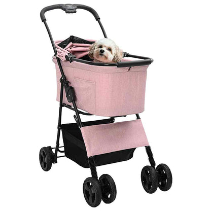 Folding Pet Stroller Adjustable Pink 81 x 47 x 99 cm Polyester
