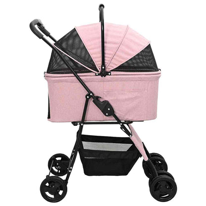 Folding Pet Stroller Adjustable Pink 81 x 47 x 99 cm Polyester