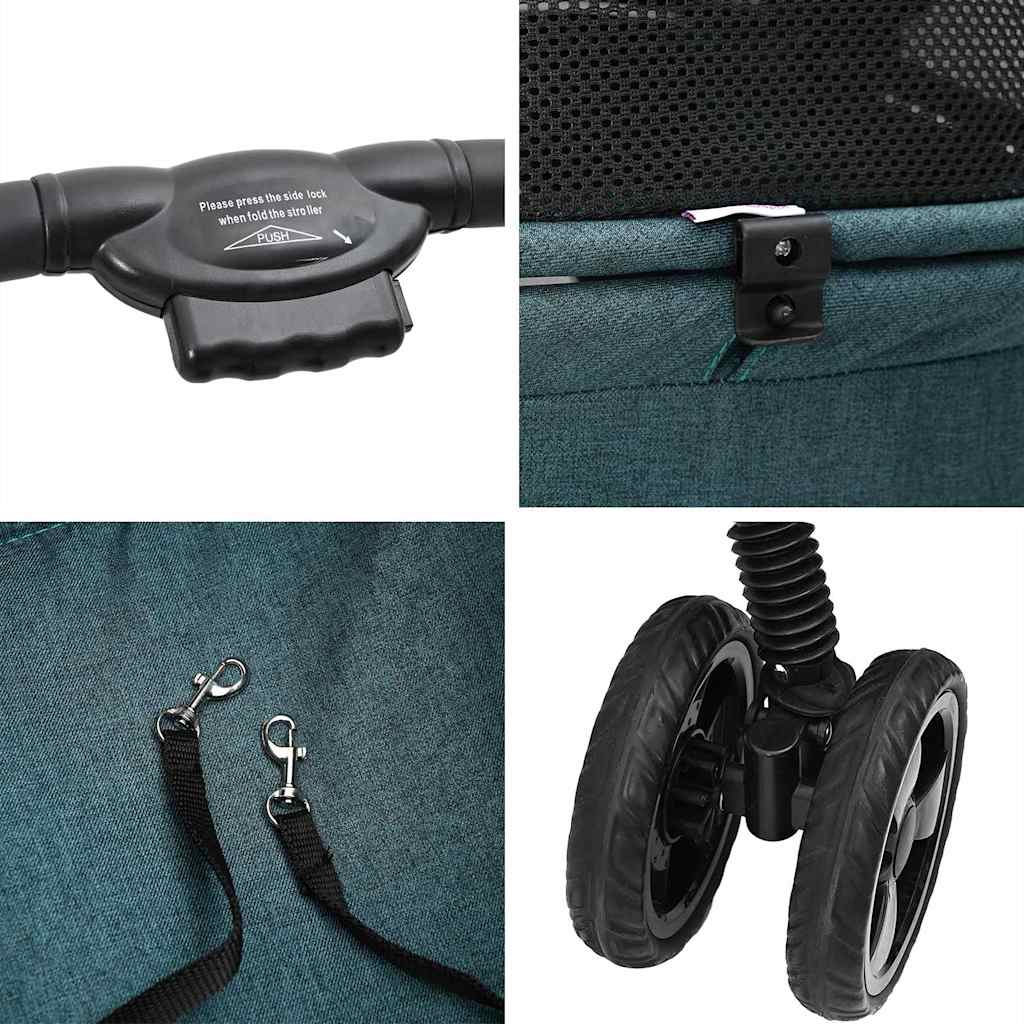 Folding Pet Stroller Adjustable Green 81 x 47 x 99 cm Polyester