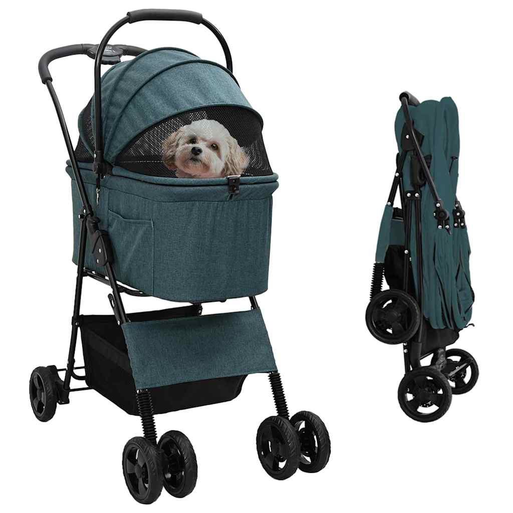 Folding Pet Stroller Adjustable Green 81 x 47 x 99 cm Polyester
