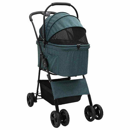 Folding Pet Stroller Adjustable Green 81 x 47 x 99 cm Polyester