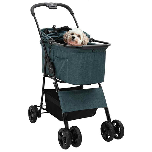 Folding Pet Stroller Adjustable Green 81 x 47 x 99 cm Polyester