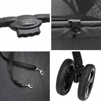 Folding Pet Stroller Adjustable Black 81 x 47 x 99 cm Polyester