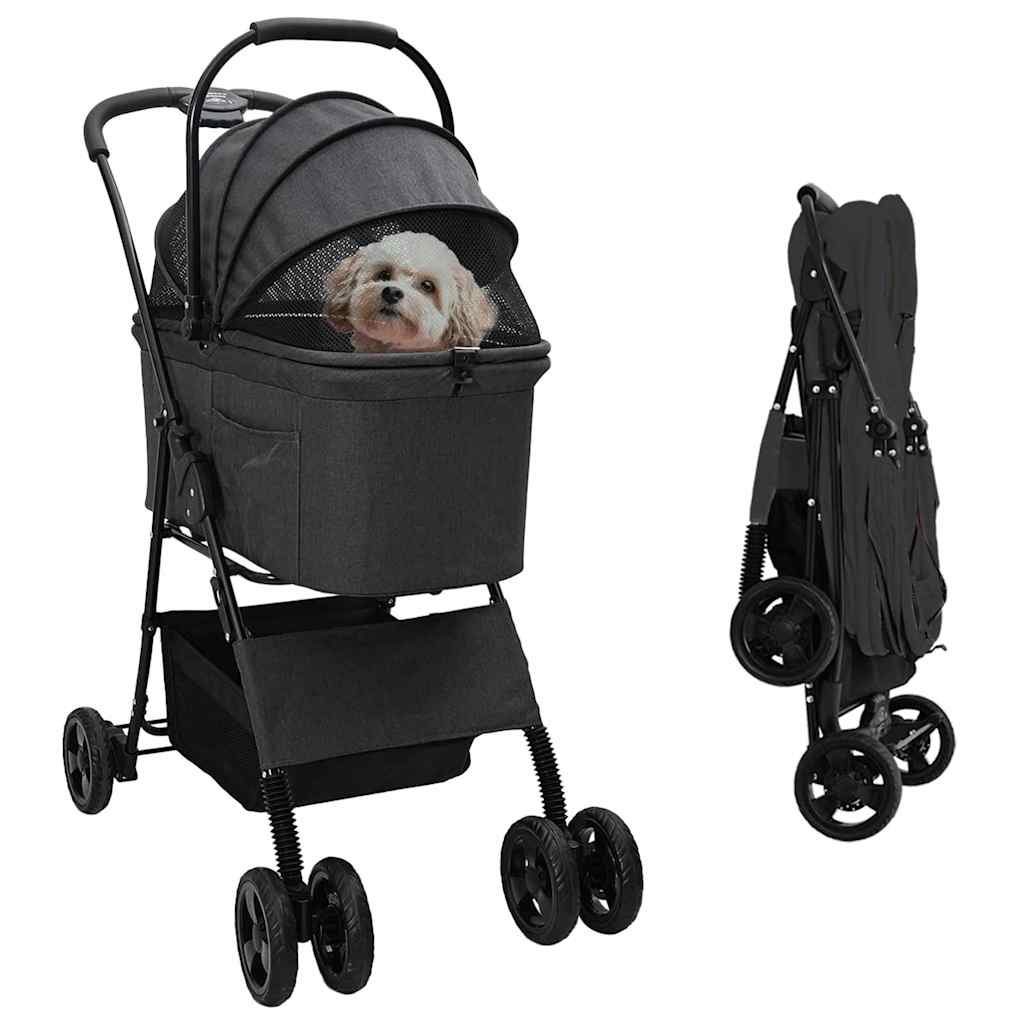 Folding Pet Stroller Adjustable Black 81 x 47 x 99 cm Polyester