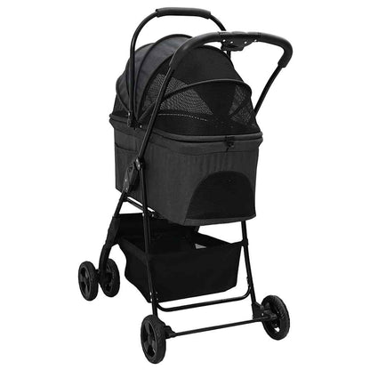 Folding Pet Stroller Adjustable Black 81 x 47 x 99 cm Polyester