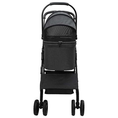 Folding Pet Stroller Adjustable Black 81 x 47 x 99 cm Polyester