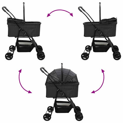 Folding Pet Stroller Adjustable Black 81 x 47 x 99 cm Polyester