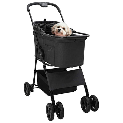 Folding Pet Stroller Adjustable Black 81 x 47 x 99 cm Polyester
