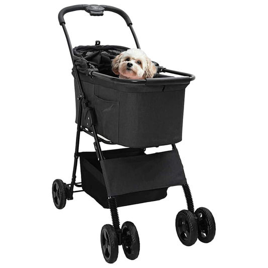 Folding Pet Stroller Adjustable Black 81 x 47 x 99 cm Polyester